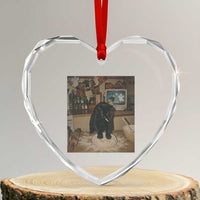 Spooky Biscuits Bakery Heart Crystal Glass Ornament Funny Black Cat Halloween Gift
