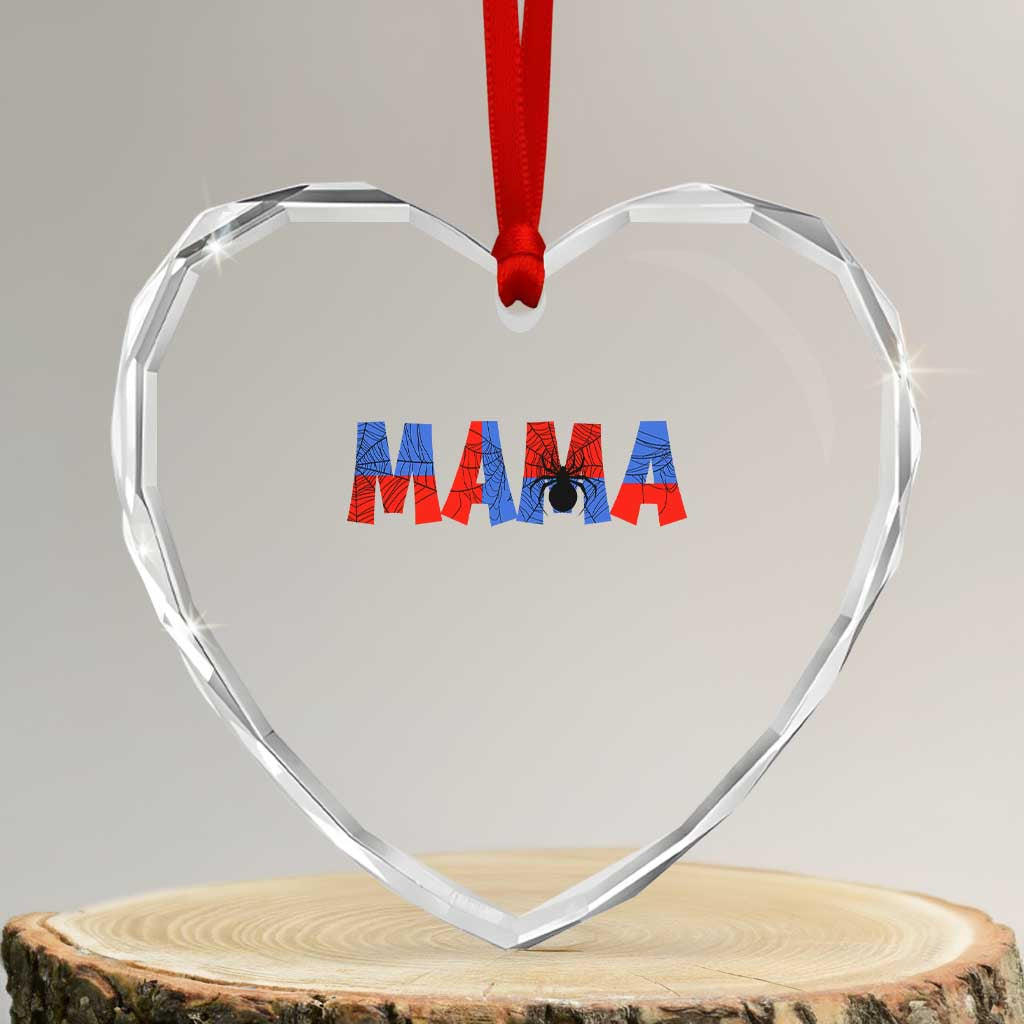 Spooky Mama Spider Web Heart Crystal Glass Ornament Cute Halloween Mom Gift