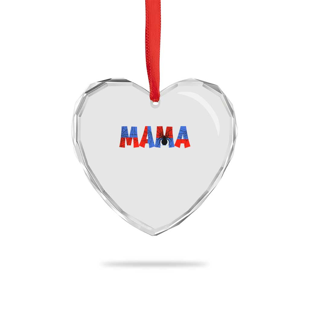 Spooky Mama Spider Web Heart Crystal Glass Ornament Cute Halloween Mom Gift