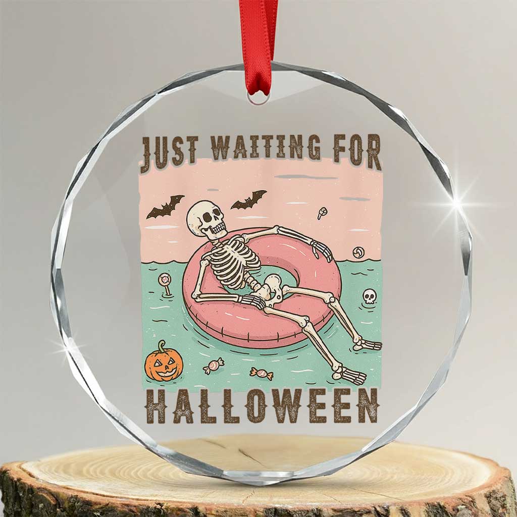 Spooky Summer Skeleton Crystal Glass Ornament Just Waiting For Halloween Summer Pool Party - Wonder Print Shop