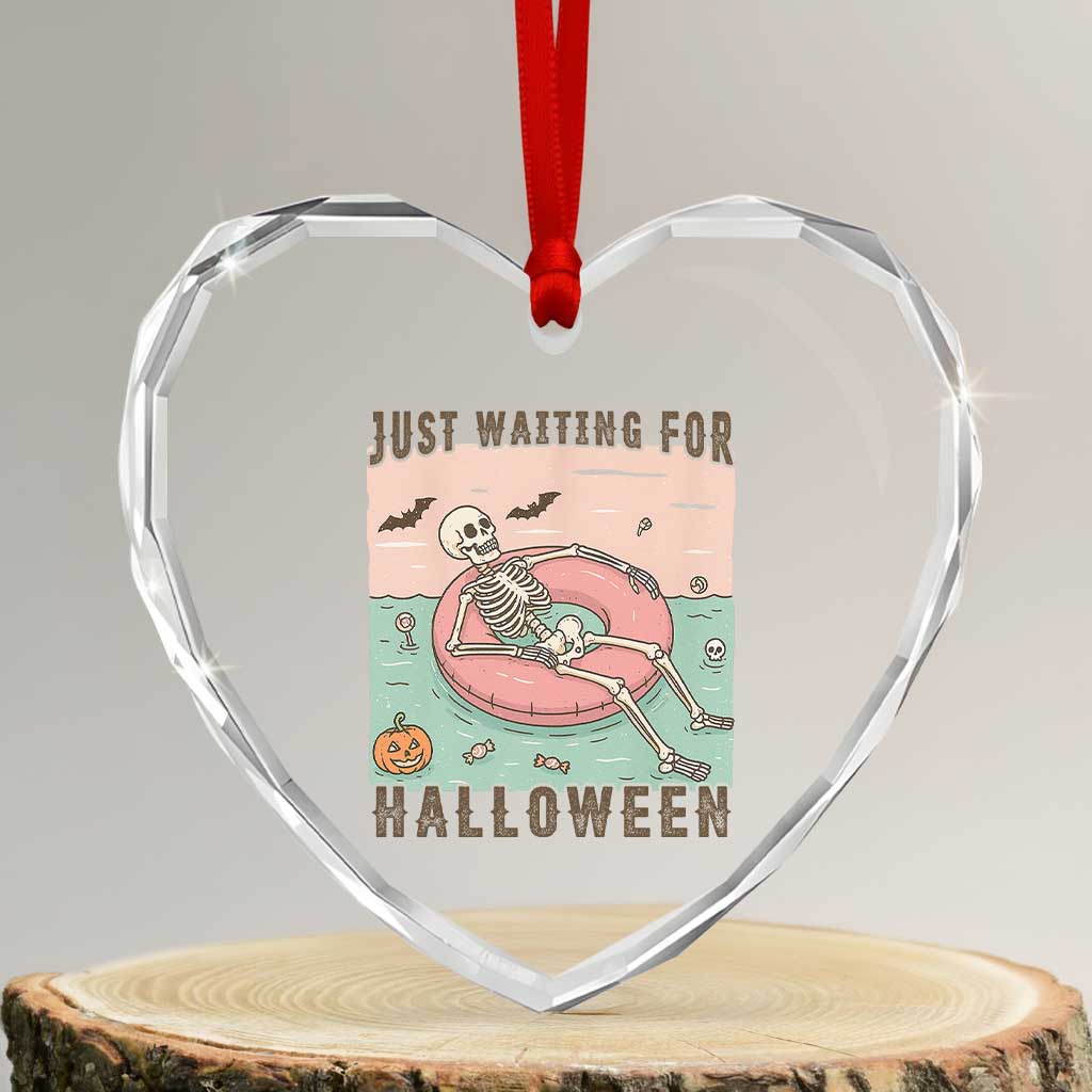 Spooky Summer Skeleton Heart Crystal Glass Ornament Just Waiting For Halloween Summer Pool Party - Wonder Print Shop