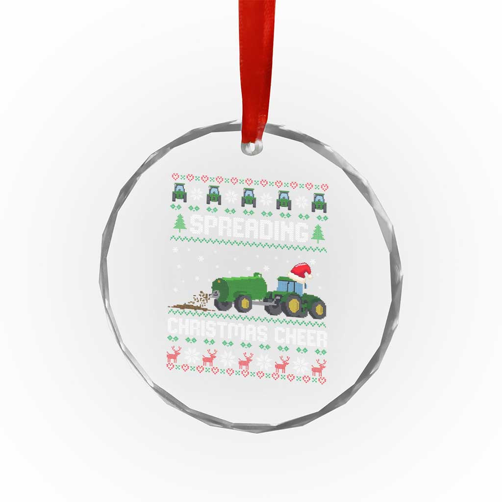 Spreading Christmas Cheer Crystal Glass Ornament Funny Farming Tractor Xmas - Wonder Print Shop
