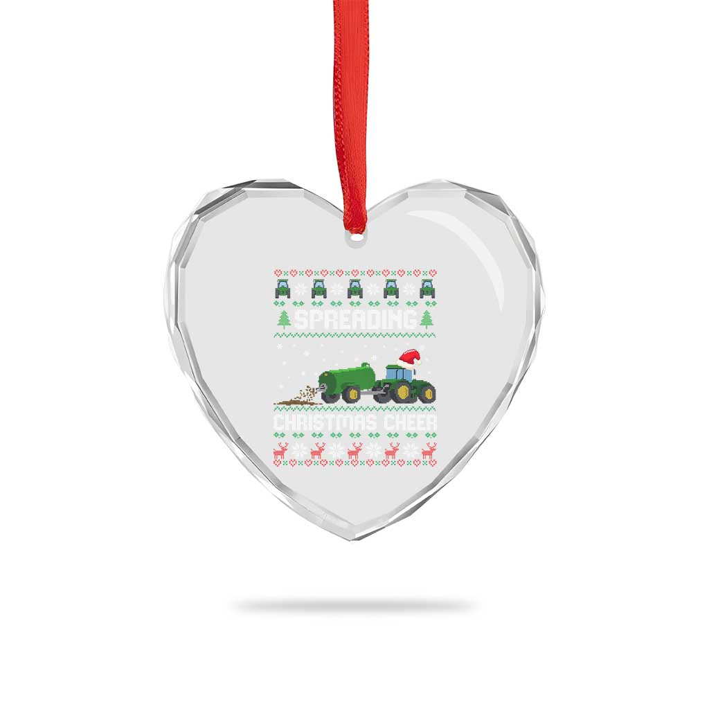 Spreading Christmas Cheer Heart Crystal Glass Ornament Funny Farming Tractor Xmas - Wonder Print Shop
