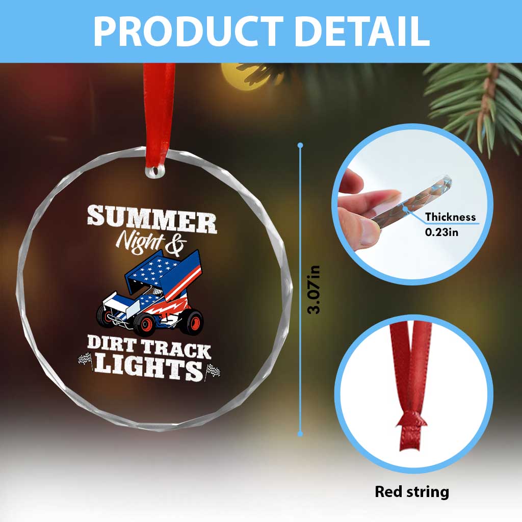 Sprint Car Racing Crystal Glass Ornament Summer Nights And Dirt Track Lights - Wonder Print Shop