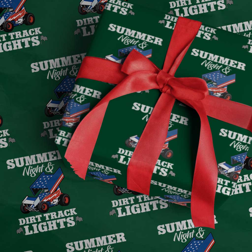 Sprint Car Racing Wrapping Paper Roll Summer Nights And Dirt Track Lights - Wonder Print Shop