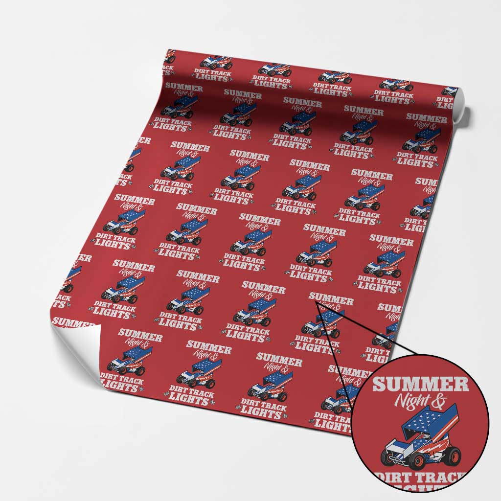 Sprint Car Racing Wrapping Paper Roll Summer Nights And Dirt Track Lights - Wonder Print Shop