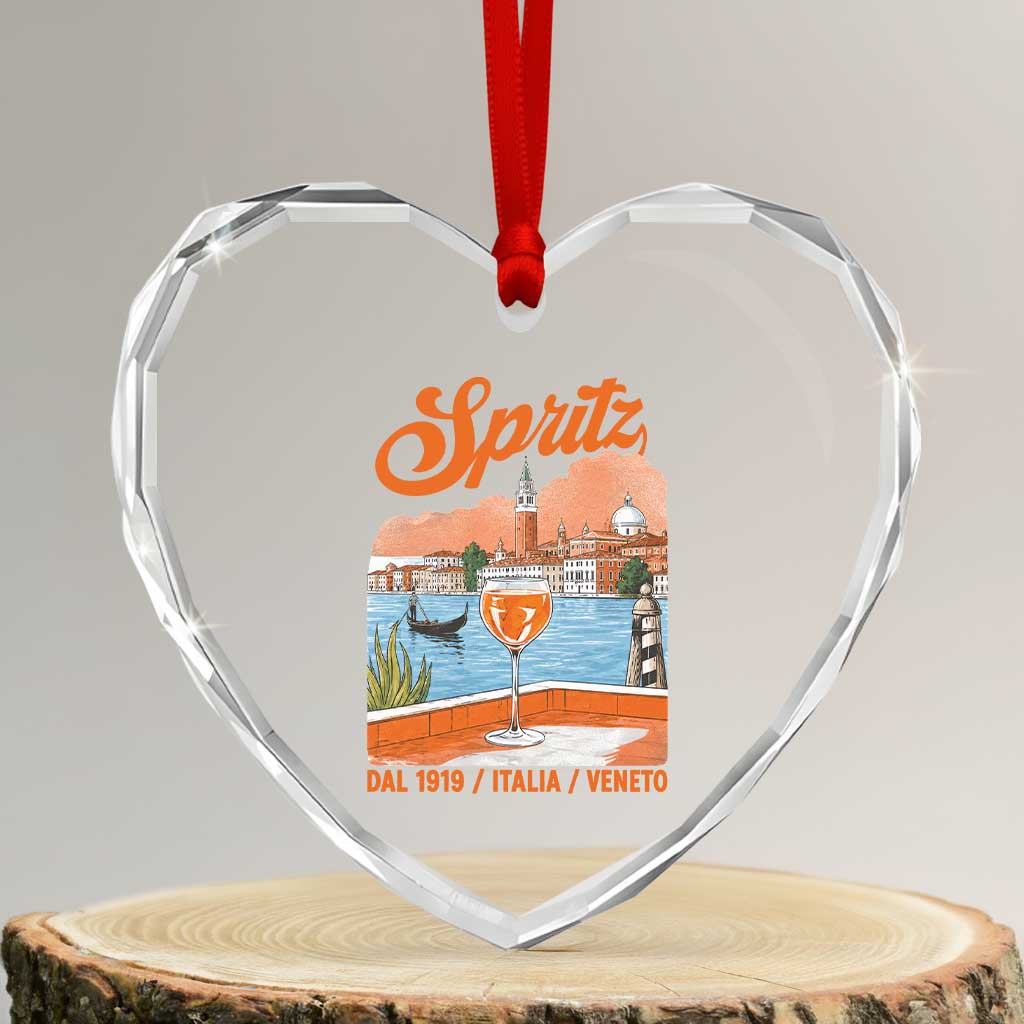 Spritz Veneto Heart Crystal Glass Ornament Italia Vintage Orange Wine Cocktail Dal 1919