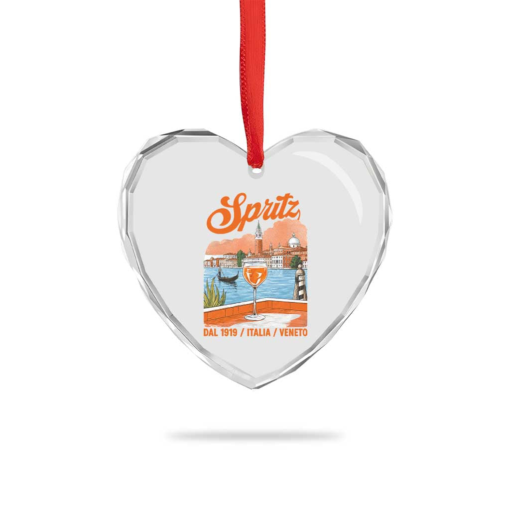 Spritz Veneto Heart Crystal Glass Ornament Italia Vintage Orange Wine Cocktail Dal 1919
