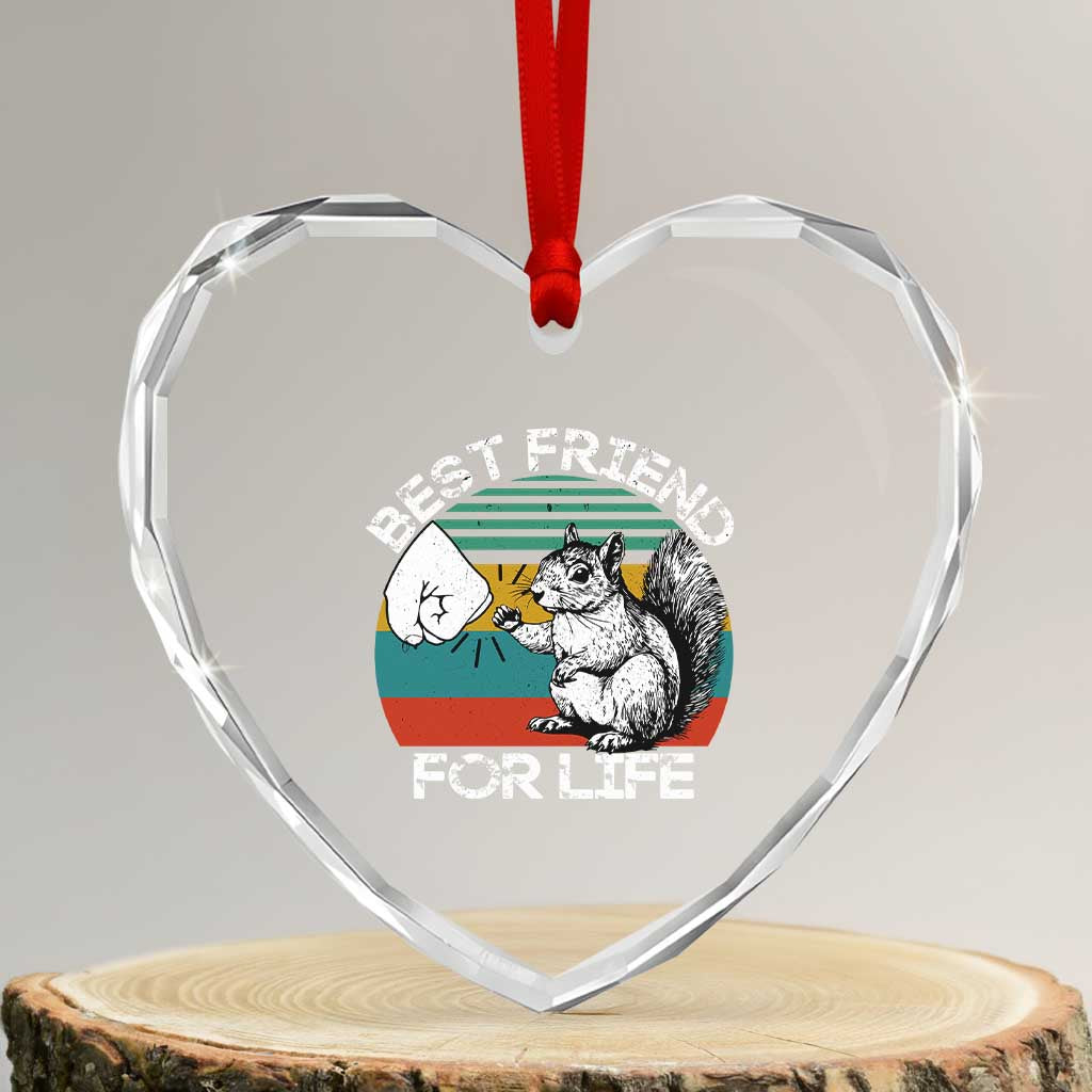 Squirrel Lover Heart Crystal Glass Ornament Funny Vintage Squirrel Gift Best Friend For Life