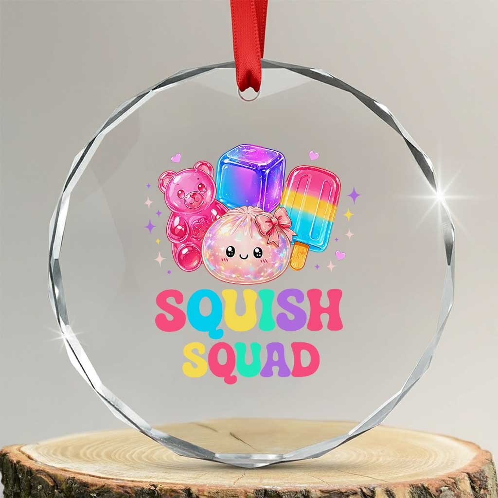 Squish Squad Kawaii Glitter Dumpling and Candy Graphic Crystal Glass Ornament Cute Gummy Bear Popsicle