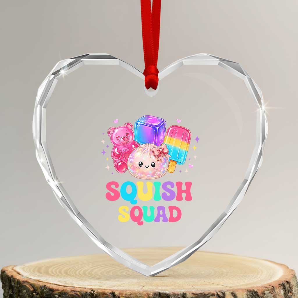 Squish Squad Kawaii Glitter Dumpling and Candy Graphic Heart Crystal Glass Ornament Cute Gummy Bear Popsicle