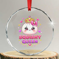 Squishy Queen Kawaii Glitter Dumpling Graphic Crystal Glass Ornament Cute Tiara Crown and Pink Bow