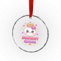Squishy Queen Kawaii Glitter Dumpling Graphic Crystal Glass Ornament Cute Tiara Crown and Pink Bow