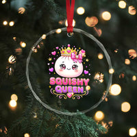 Squishy Queen Kawaii Glitter Dumpling Graphic Crystal Glass Ornament Cute Tiara Crown and Pink Bow