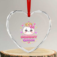 Squishy Queen Kawaii Glitter Dumpling Graphic Heart Crystal Glass Ornament Cute Tiara Crown and Pink Bow
