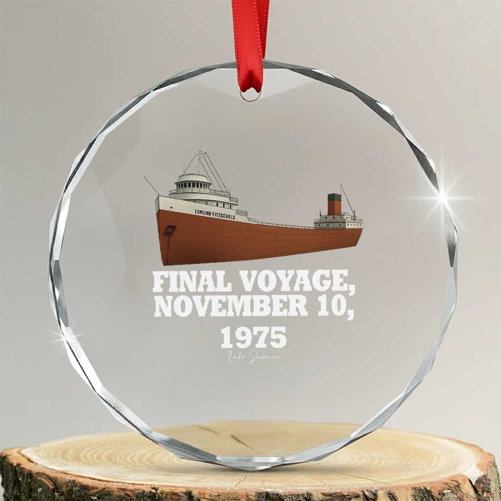 SS Edmund Fitzgerald Final Voyage Tribute Crystal Glass Ornament November 10 1975 Lake Superior Memorial - Wonder Print Shop