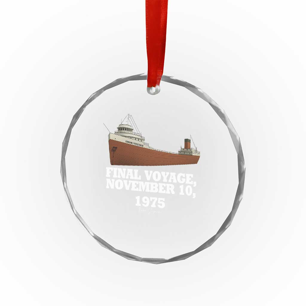 SS Edmund Fitzgerald Final Voyage Tribute Crystal Glass Ornament November 10 1975 Lake Superior Memorial - Wonder Print Shop