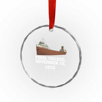 SS Edmund Fitzgerald Final Voyage Tribute Crystal Glass Ornament November 10 1975 Lake Superior Memorial - Wonder Print Shop