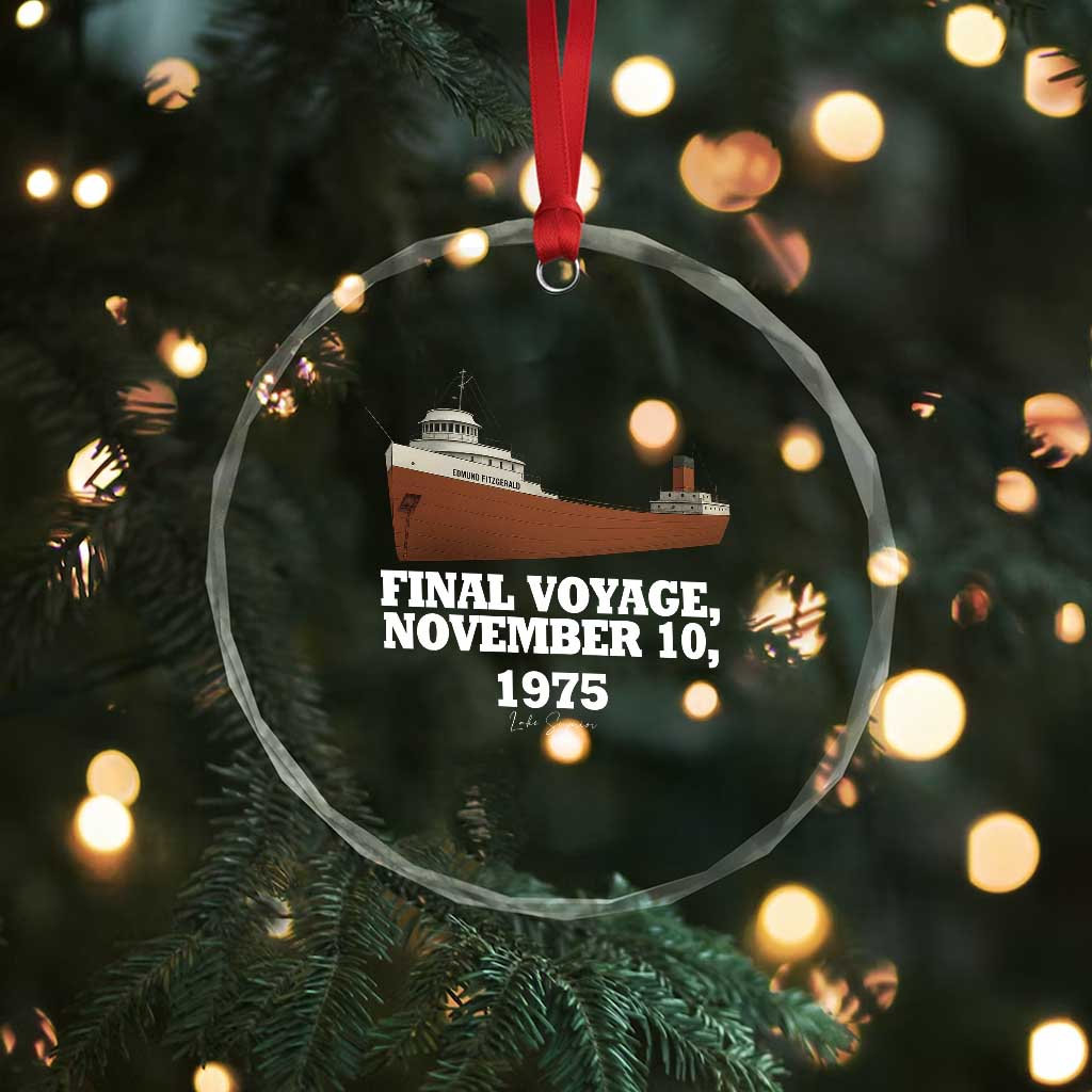 SS Edmund Fitzgerald Final Voyage Tribute Crystal Glass Ornament November 10 1975 Lake Superior Memorial - Wonder Print Shop