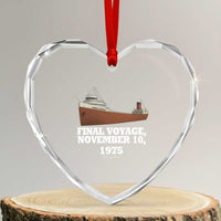 SS Edmund Fitzgerald Final Voyage Tribute Heart Crystal Glass Ornament November 10 1975 Lake Superior Memorial - Wonder Print Shop