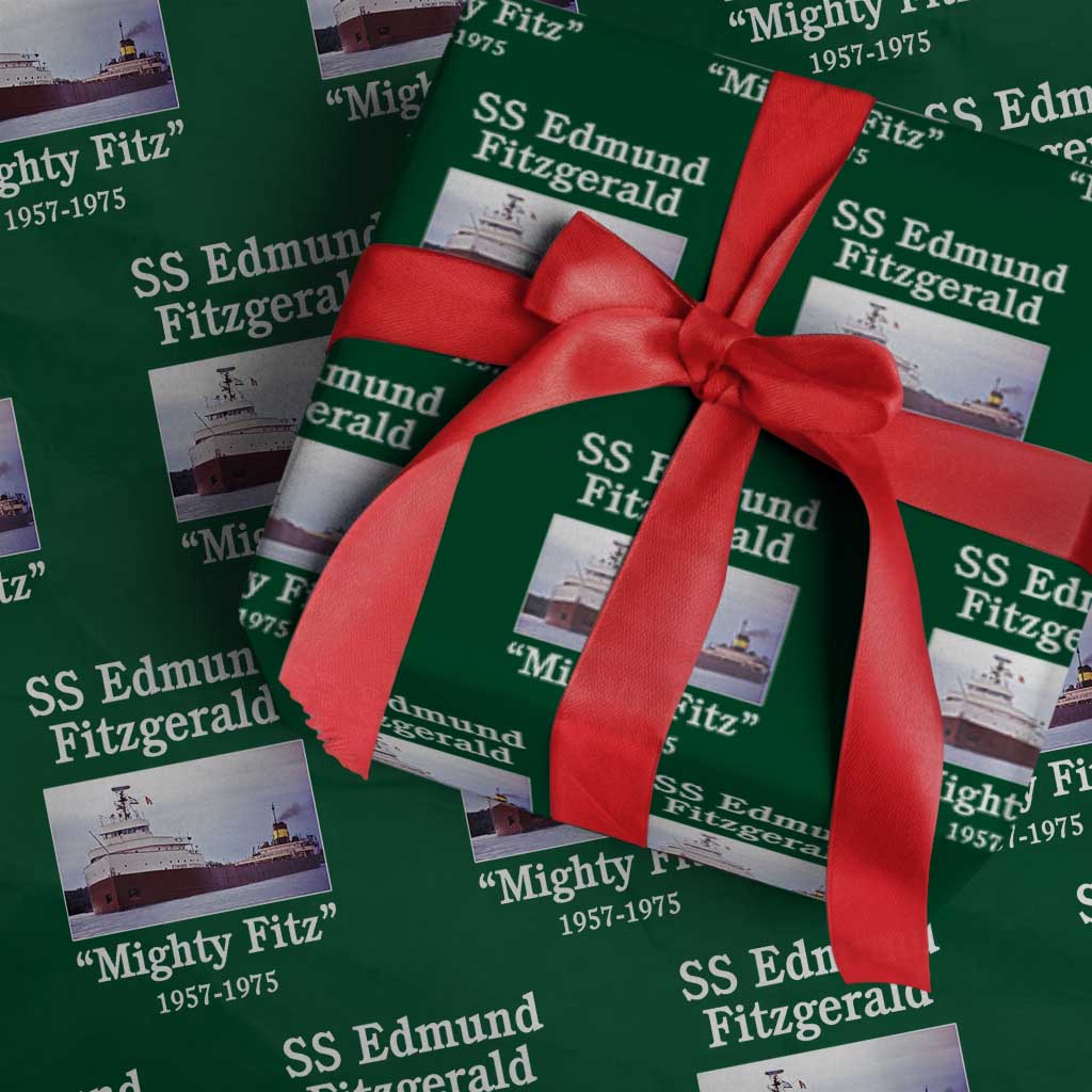 SS Edmund Fitzgerald Mighty Fitz Tribute Wrapping Paper Roll Great Lakes Shipwreck Memorial - Wonder Print Shop