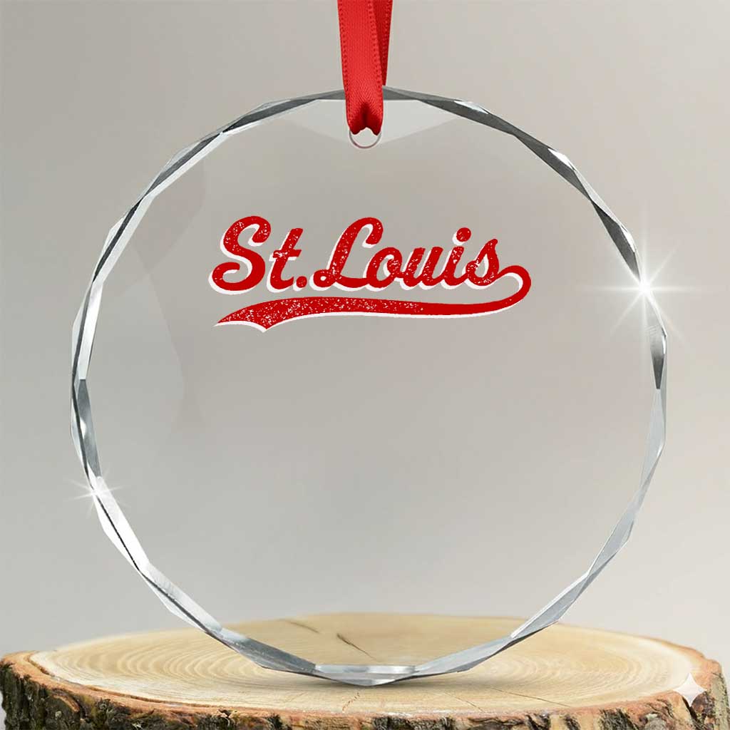 St Louis Sports Script Retro Baseball Lovers Proud City Crystal Glass Ornament