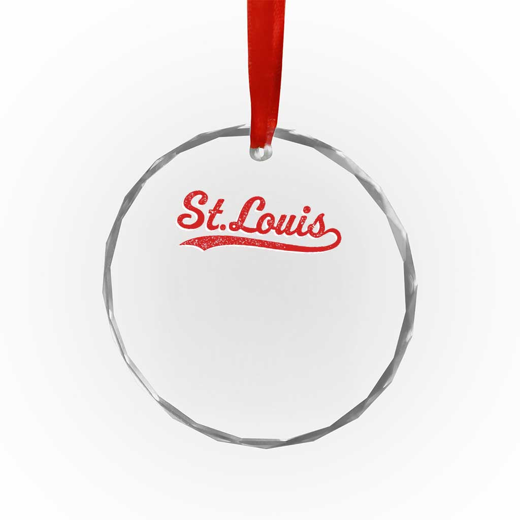 St Louis Sports Script Retro Baseball Lovers Proud City Crystal Glass Ornament