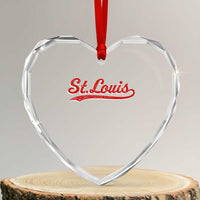 St Louis Sports Script Retro Baseball Lovers Proud City Heart Crystal Glass Ornament