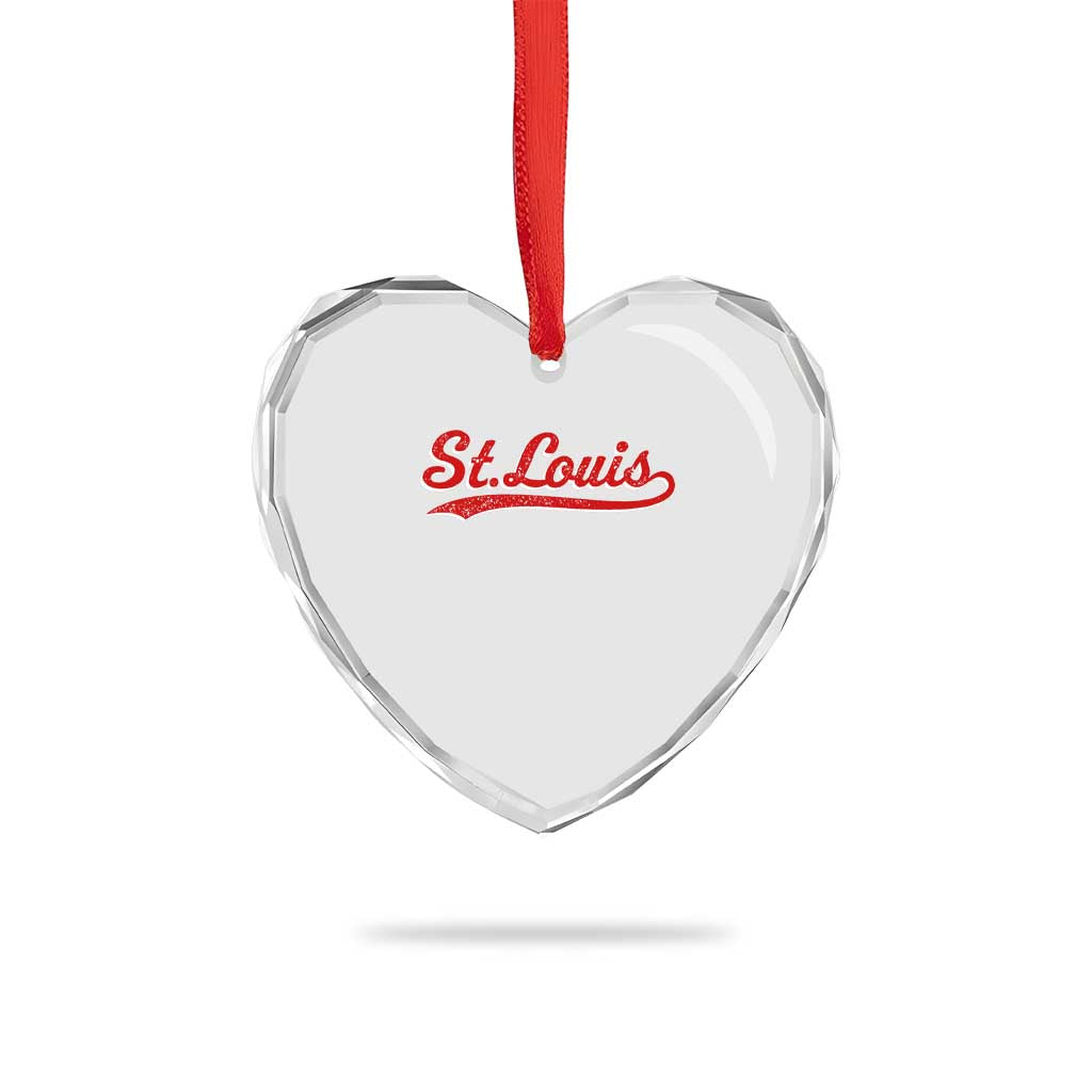 St Louis Sports Script Retro Baseball Lovers Proud City Heart Crystal Glass Ornament