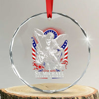 St Michael Defend America Archangel Graphic Crystal Glass Ornament Christian Faith Patriotic