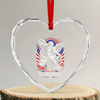 St Michael Defend America Archangel Graphic Heart Crystal Glass Ornament Christian Faith Patriotic