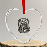 St Michael The Archangel Protect Us Heart Crystal Glass Ornament Christian Faith Gift