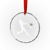 St Patricks Day Baseball Batter Crystal Glass Ornament Irish Sports Gift