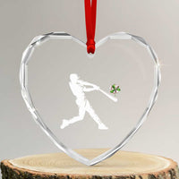 St Patricks Day Baseball Batter Heart Crystal Glass Ornament Irish Sports Gift