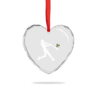 St Patricks Day Baseball Batter Heart Crystal Glass Ornament Irish Sports Gift
