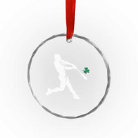 St Patricks Day Baseball Batter Silhouette Shamrock Crystal Glass Ornament