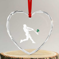 St Patricks Day Baseball Batter Silhouette Shamrock Heart Crystal Glass Ornament