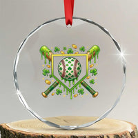 St Patricks Day Baseball Ice Cream Drip Home Plate Crystal Glass Ornament