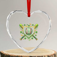 St Patricks Day Baseball Ice Cream Drip Home Plate Heart Crystal Glass Ornament