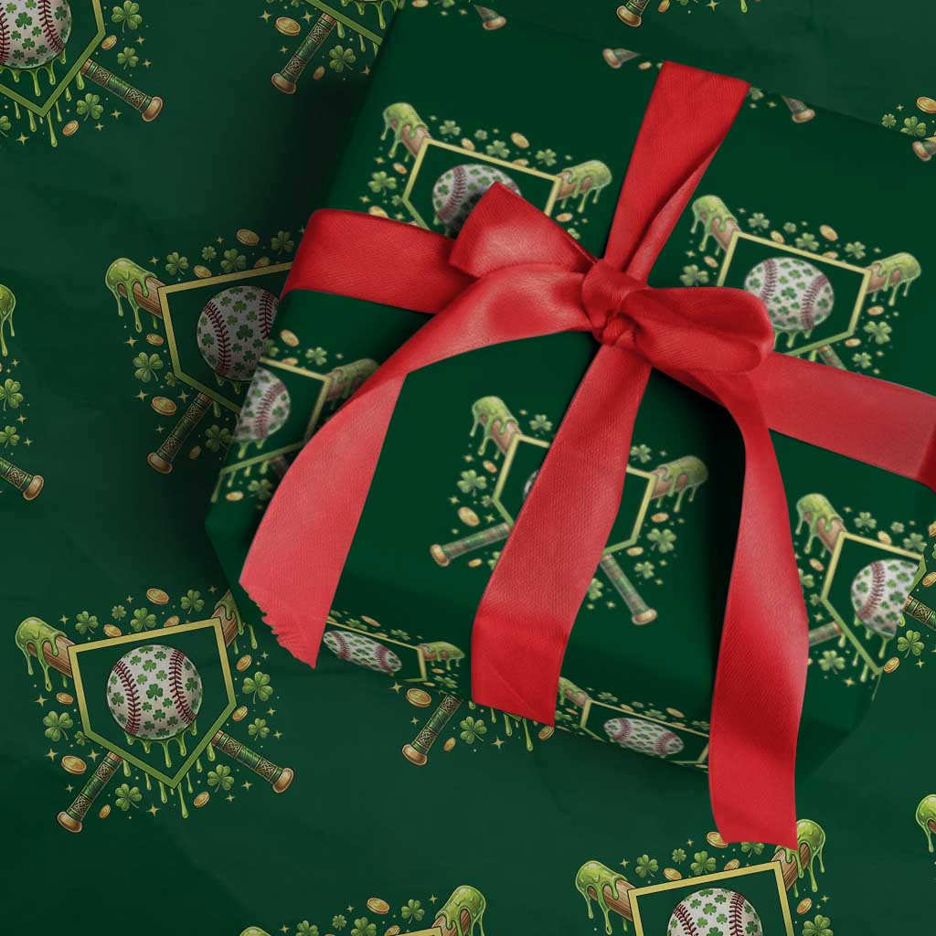 St Patricks Day Baseball Ice Cream Drip Home Plate Wrapping Paper Roll