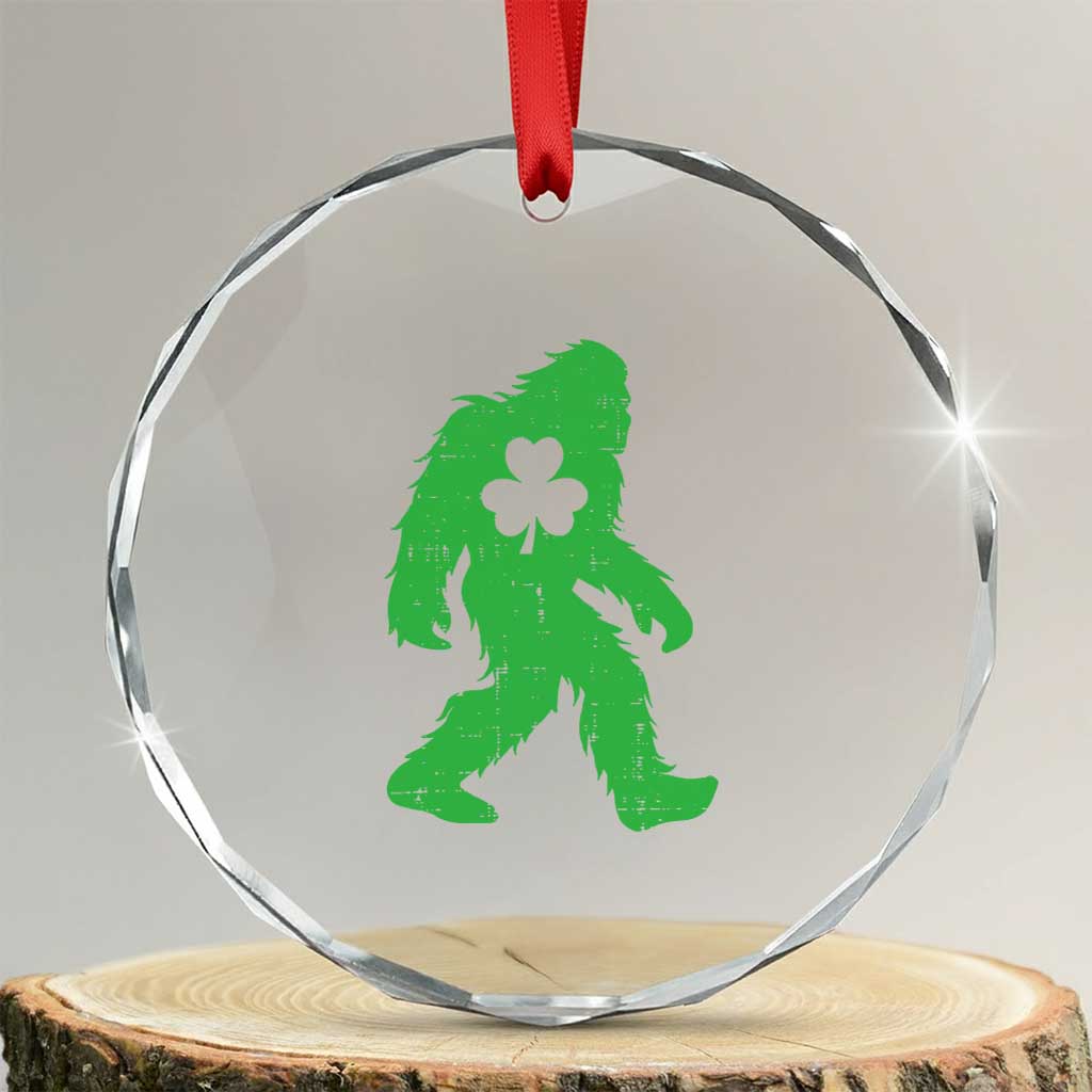 St Patricks Day Bigfoot Crystal Glass Ornament Sasquatch Lucky Shamrock - Wonder Print Shop
