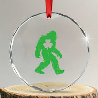 St Patricks Day Bigfoot Crystal Glass Ornament Sasquatch Lucky Shamrock - Wonder Print Shop