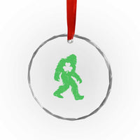 St Patricks Day Bigfoot Crystal Glass Ornament Sasquatch Lucky Shamrock - Wonder Print Shop