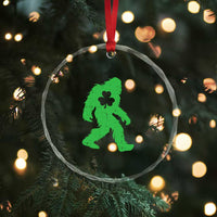 St Patricks Day Bigfoot Crystal Glass Ornament Sasquatch Lucky Shamrock - Wonder Print Shop