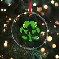 St Patricks Day Bigfoot Shamrock Crystal Glass Ornament Six Seven Meme