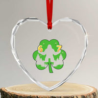 St Patricks Day Bigfoot Shamrock Heart Crystal Glass Ornament Six Seven Meme