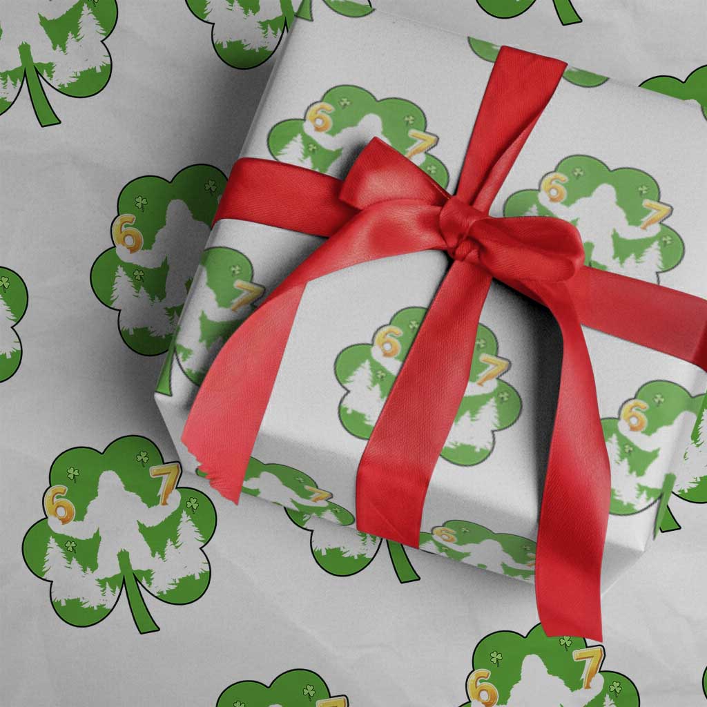 St Patricks Day Bigfoot Shamrock Wrapping Paper Roll Six Seven Meme