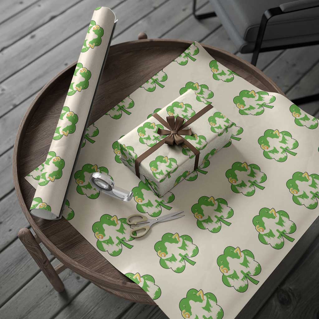 St Patricks Day Bigfoot Shamrock Wrapping Paper Roll Six Seven Meme