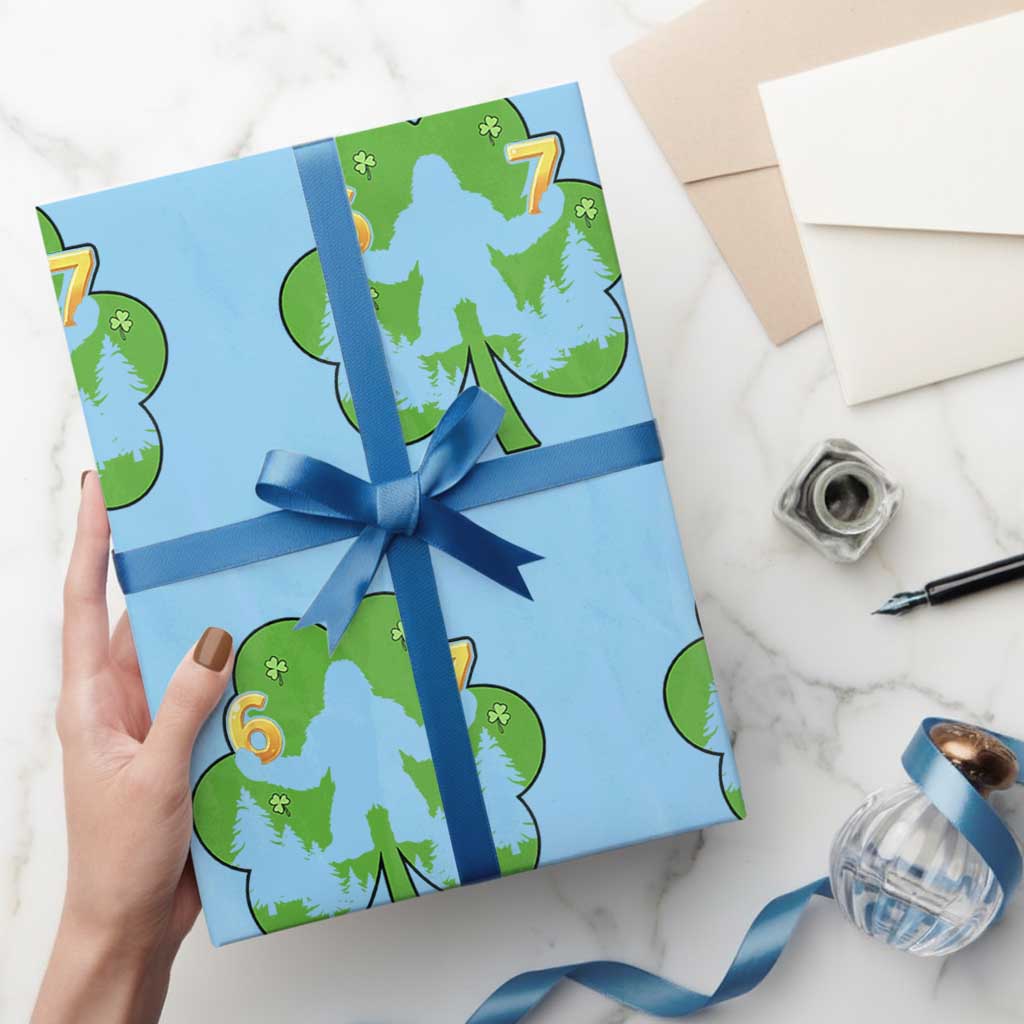 St Patricks Day Bigfoot Shamrock Wrapping Paper Roll Six Seven Meme