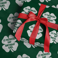 St Patricks Day Birthday Girl Wrapping Paper Roll Irish Bday Shamrock Clovers